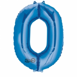 Balon foliowy Niebieski cyfra 0 (88 cm)